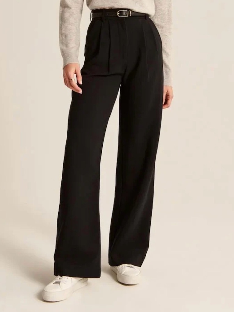 Nwt Daisy Grace Black Wide Leg Pants Mp Petite High Waist Pleated Work Trousers